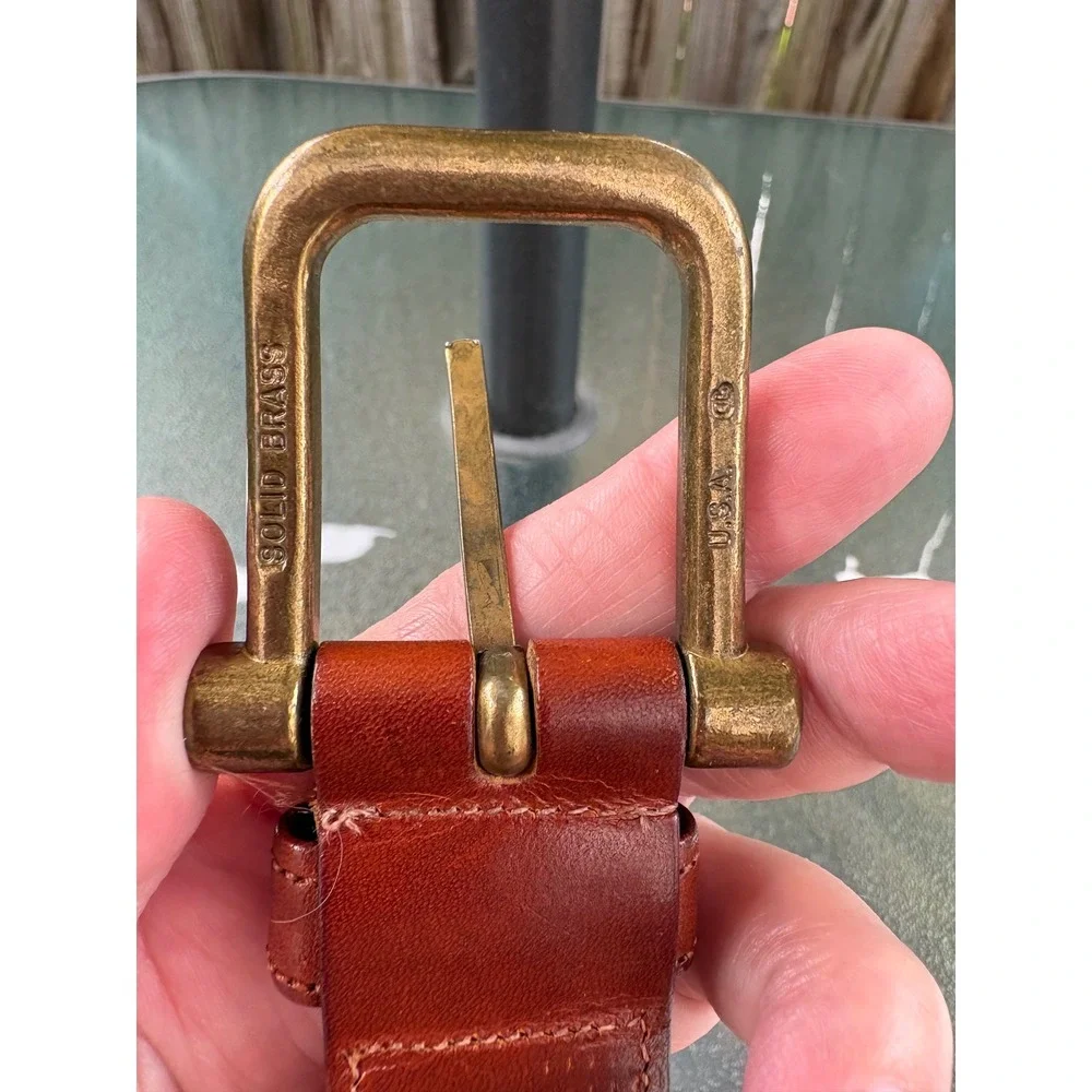 Dooney & Bourke Vintage Canvas Leather Belt Tan Brown Solid Brass Buckle 36 6212